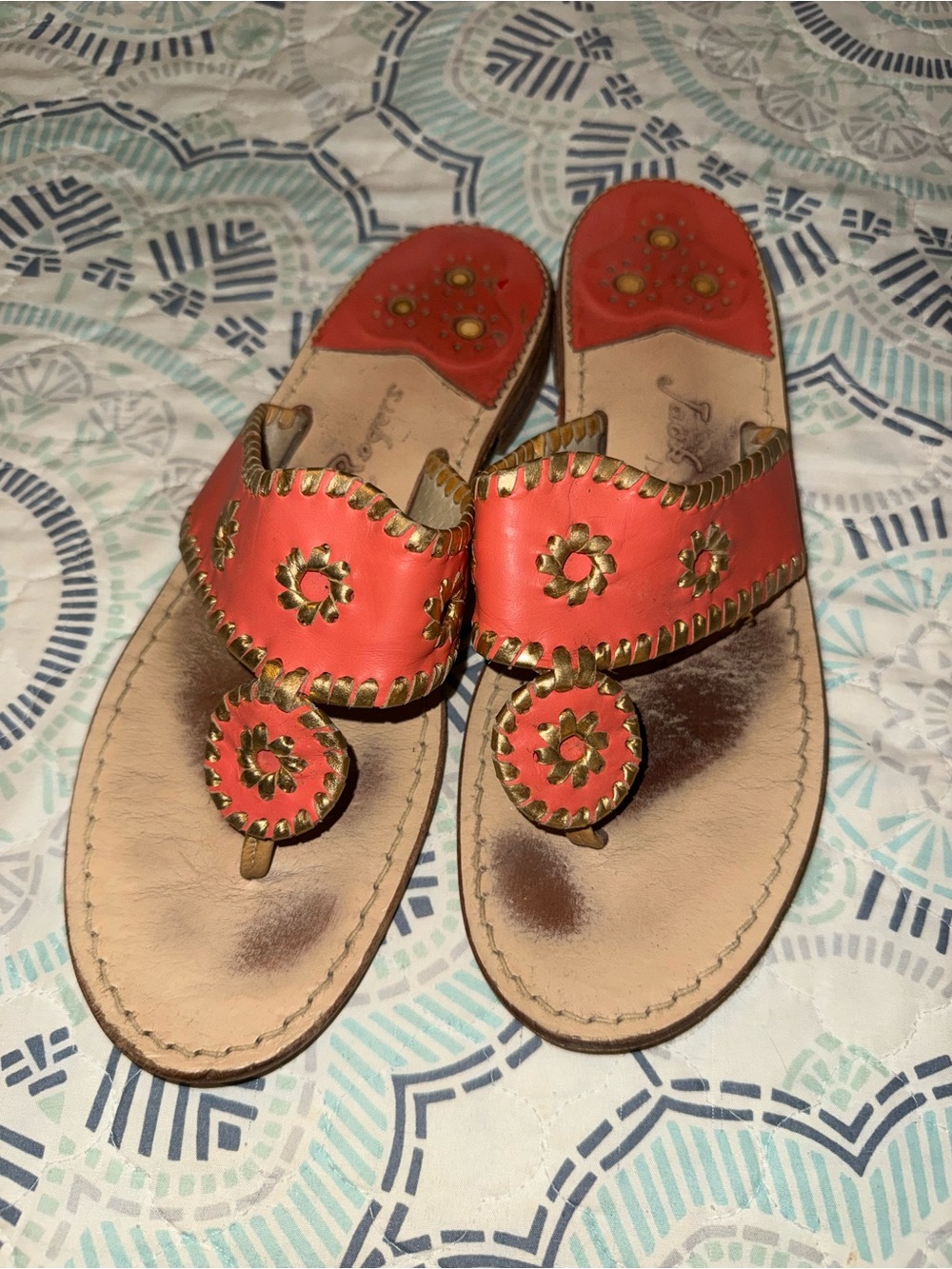 Jack Rogers Coral/Gold sandals